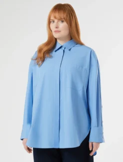 Camicia in popeline di cotone - AZZURRO