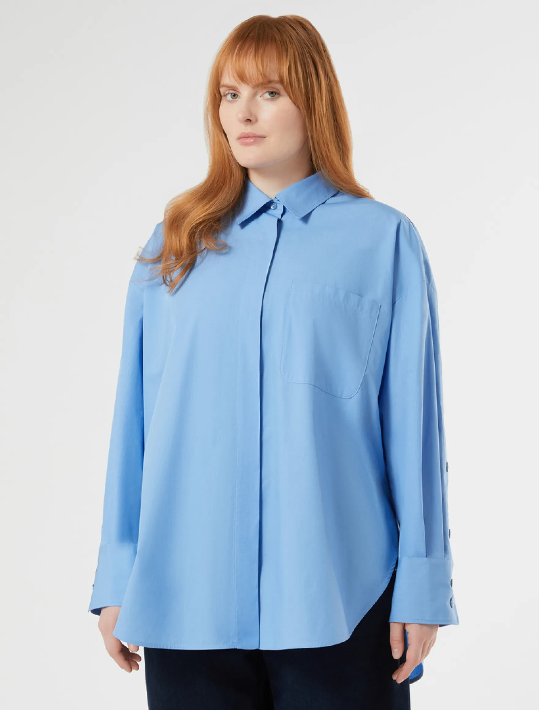 Camicia in popeline di cotone - AZZURRO