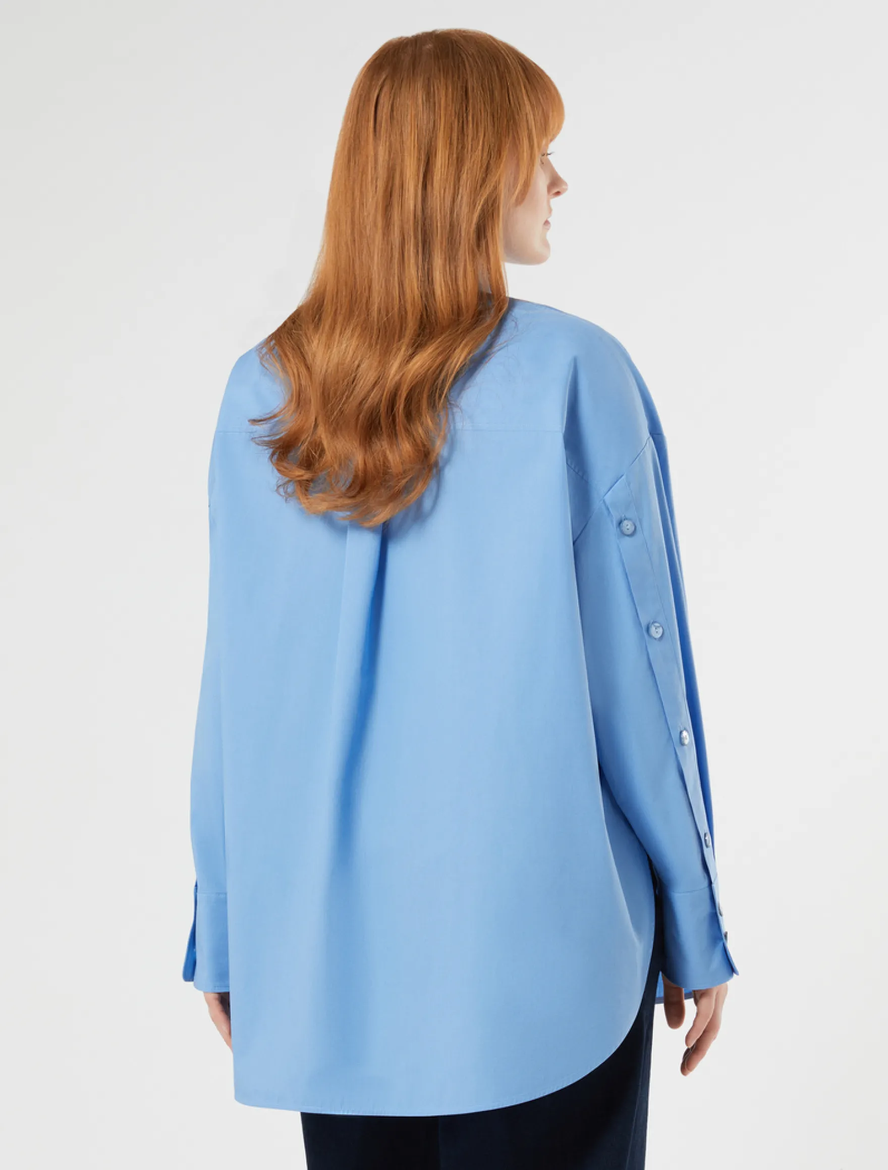 Camicia in popeline di cotone - AZZURRO
