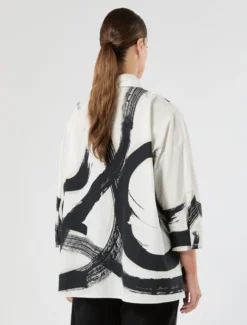 Camicia in popeline di cotone - BIANCO NERO