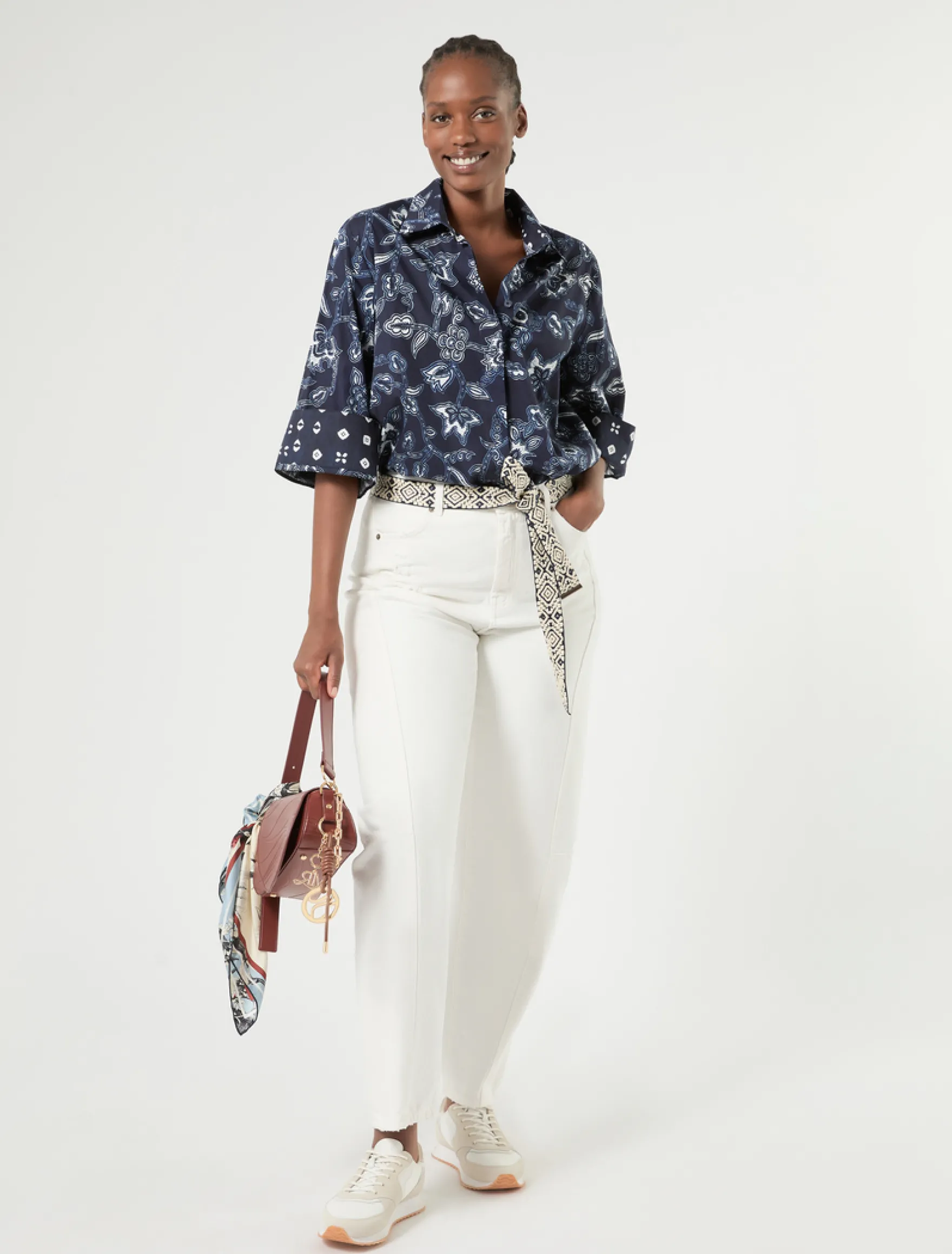 Camicia in popeline di cotone - BLU