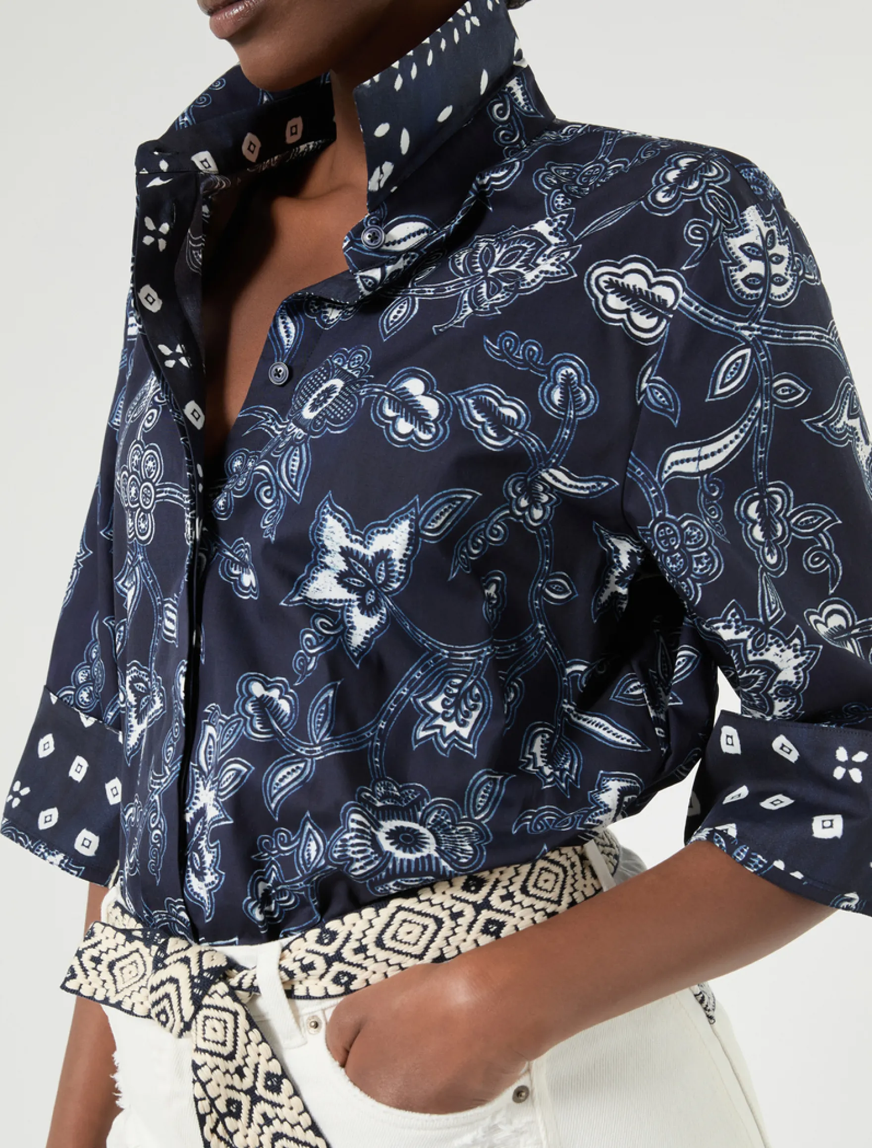 Camicia in popeline di cotone - BLU