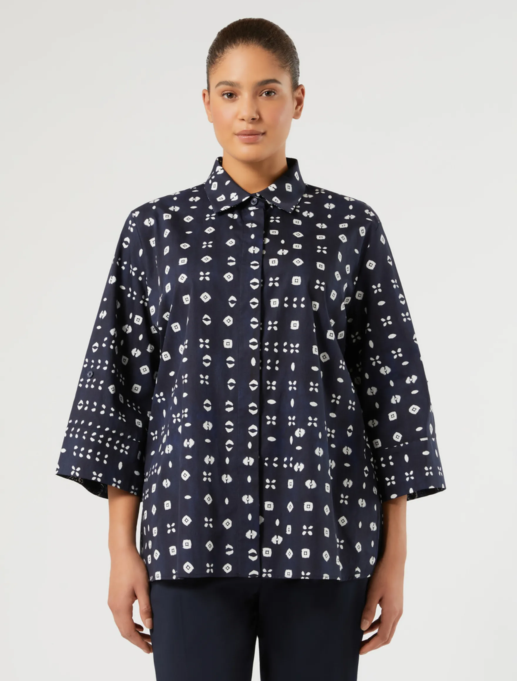 Camicia in popeline di cotone - BLU