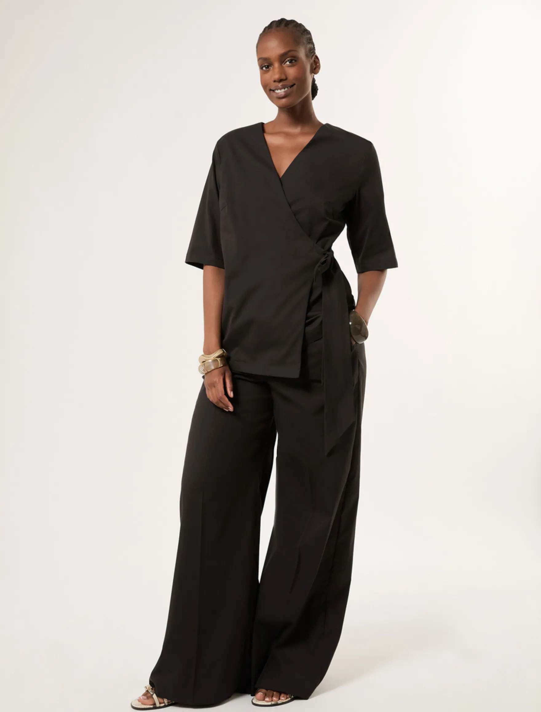 Camicia in popeline di cotone - NERO