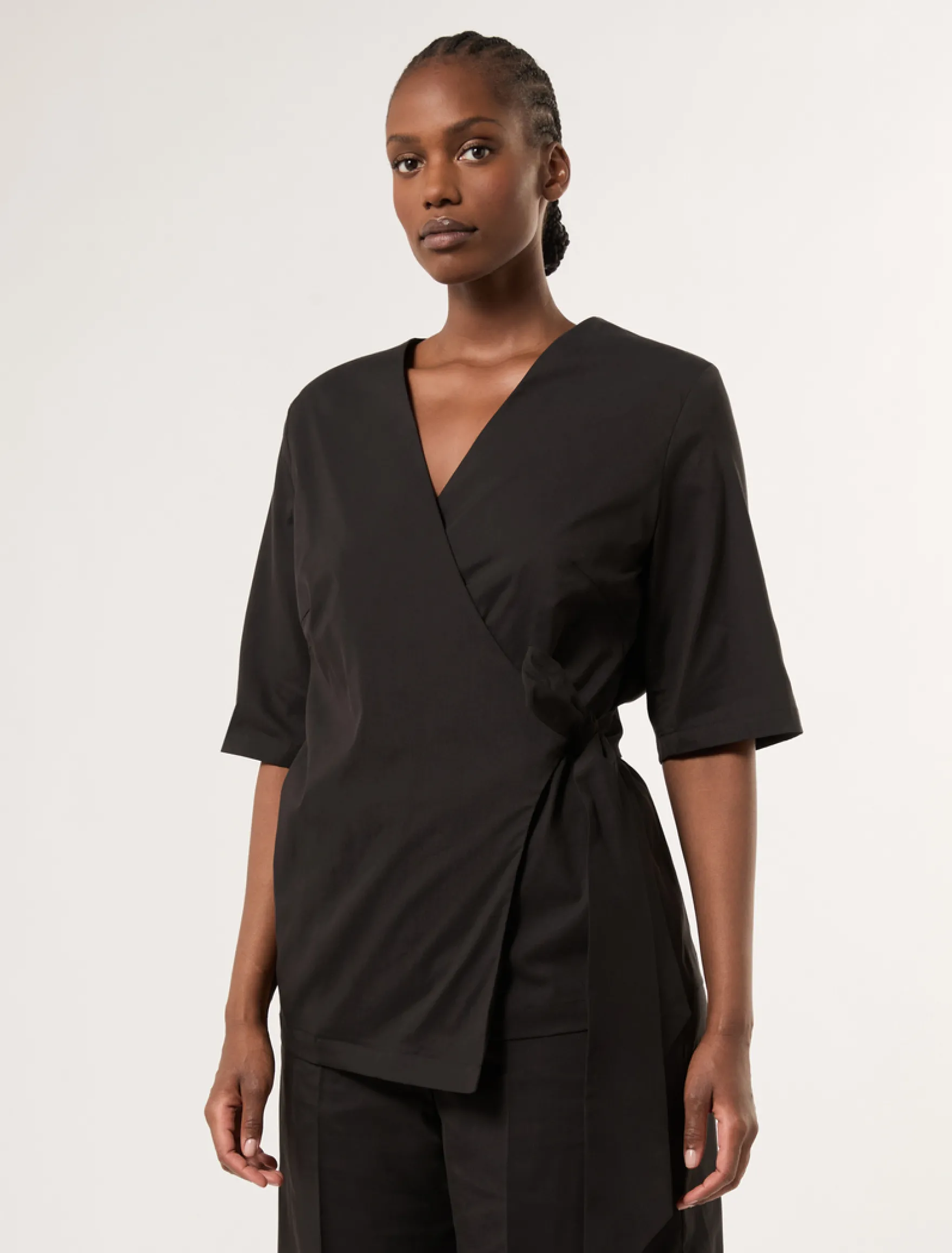 Camicia in popeline di cotone - NERO