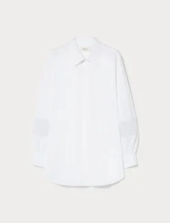 Camicia in popeline di cotone con pizzo - BIANCO OTTICO