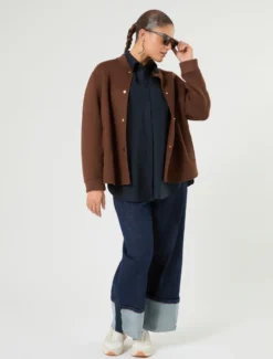 Camicia in popeline di cotone con pizzo - BLU
