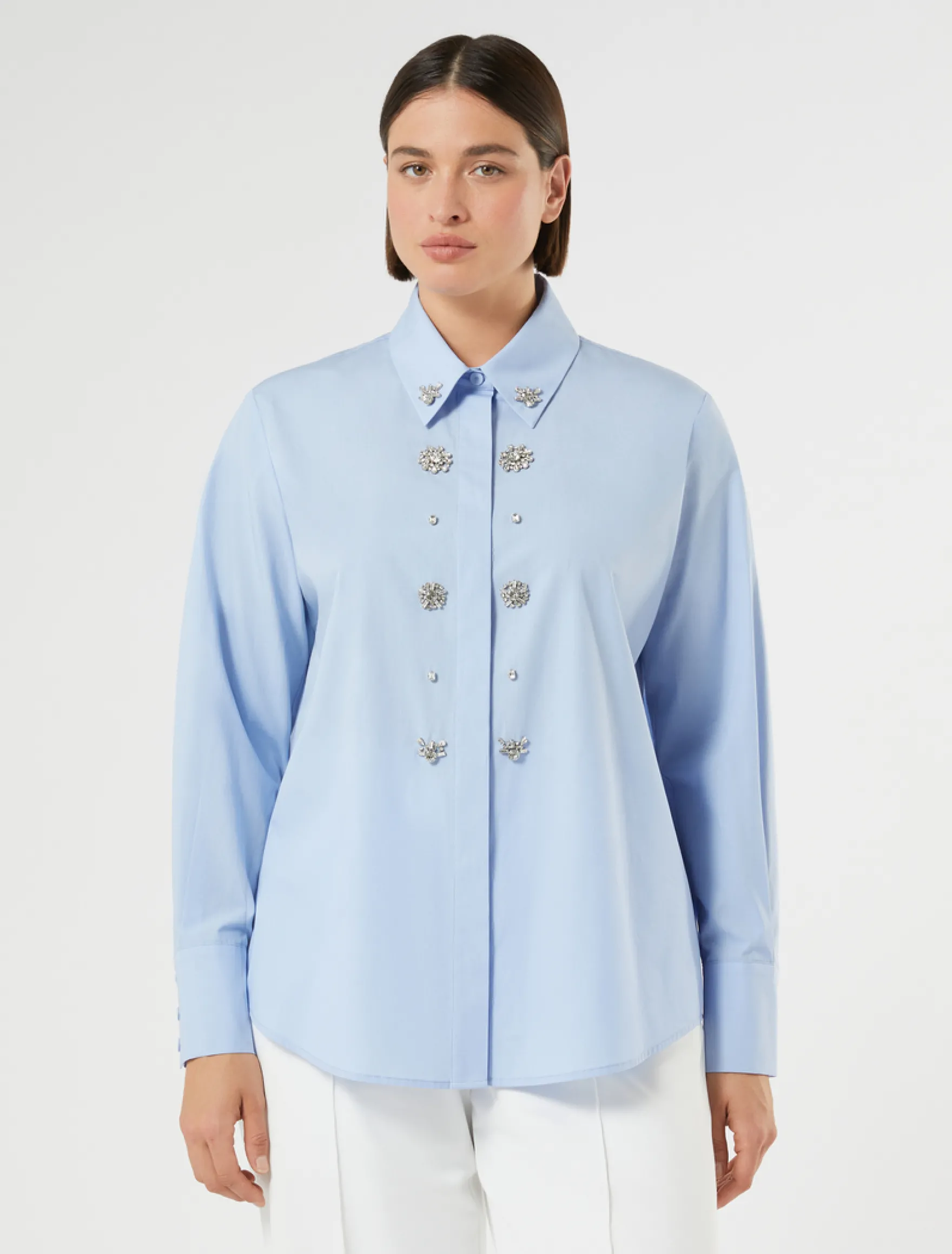 Camicia in popeline di cotone organico - CIELO