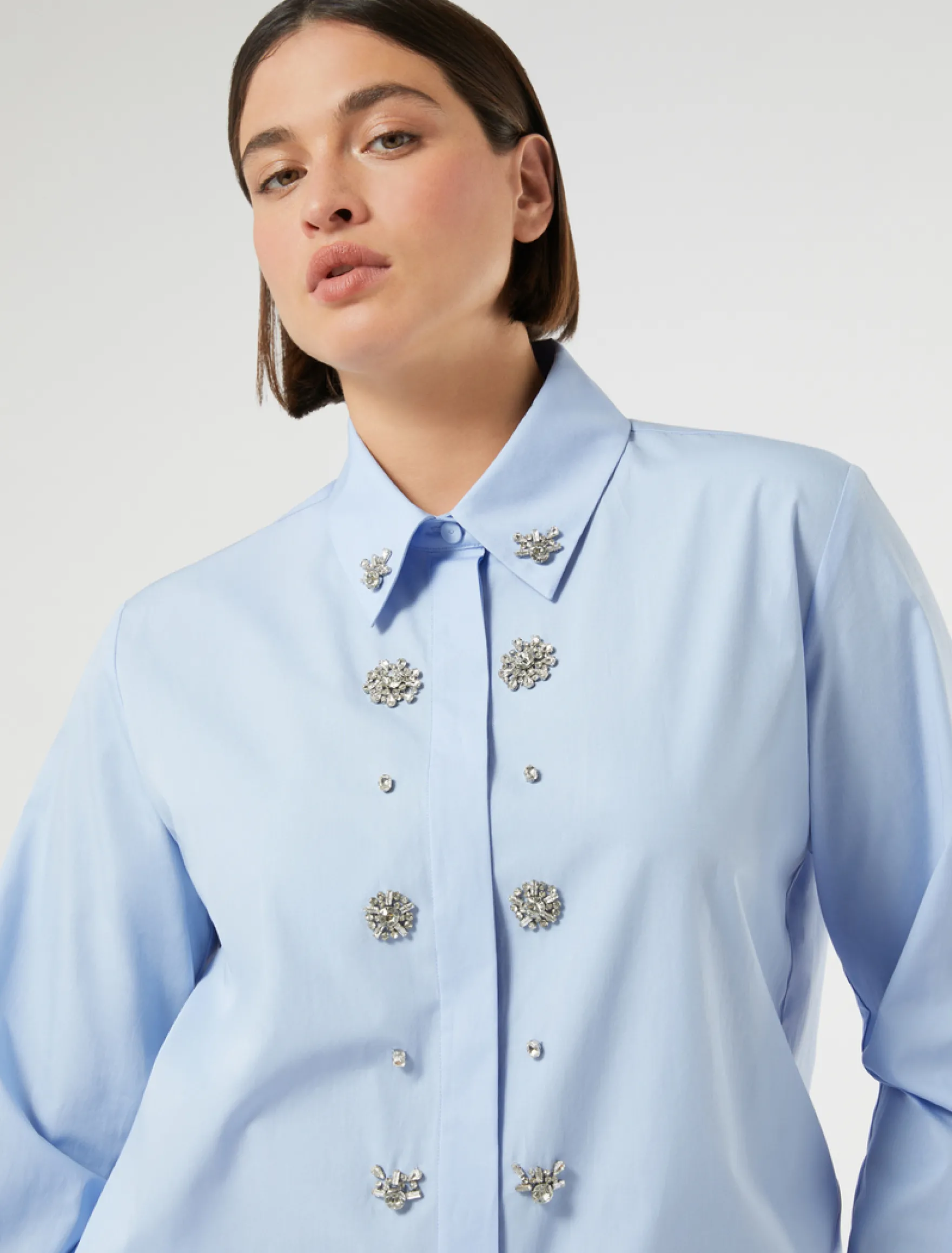 Camicia in popeline di cotone organico - CIELO