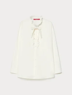 Camicia in rasatello di cotone - AVORIO