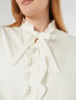 Camicia in rasatello di cotone - AVORIO