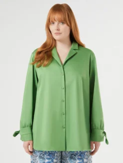 Camicia in rasatello di cotone - VERDE
