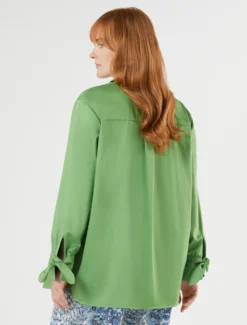 Camicia in rasatello di cotone - VERDE