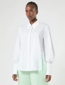 Camicia in raso di cotone - BIANCO OTTICO