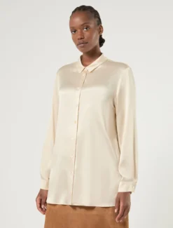 Camicia in raso di seta - SABBIA
