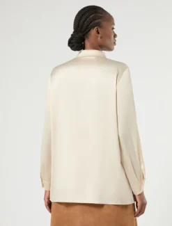 Camicia in raso di seta - SABBIA