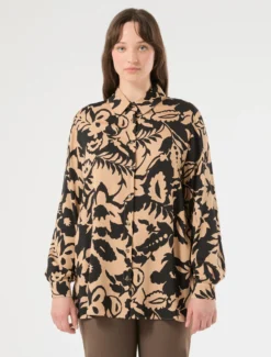 Camicia in raso di viscosa - BEIGE