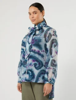 Camicia in seta e cotone - BLU NOTTE