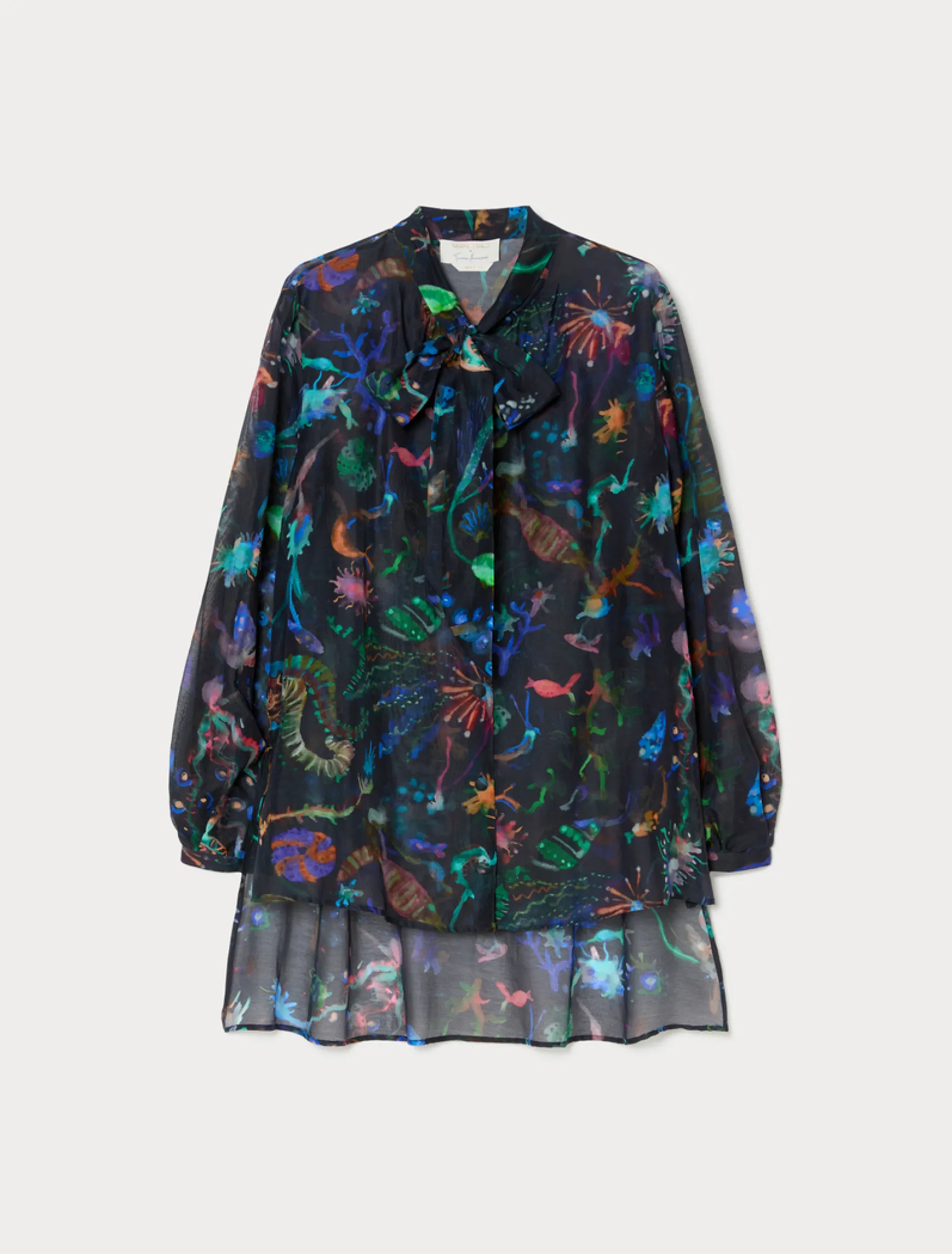 Camicia in seta e cotone - BLU NOTTE