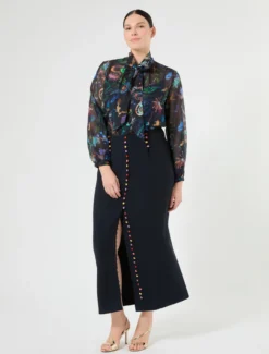 Camicia in seta e cotone - BLU NOTTE