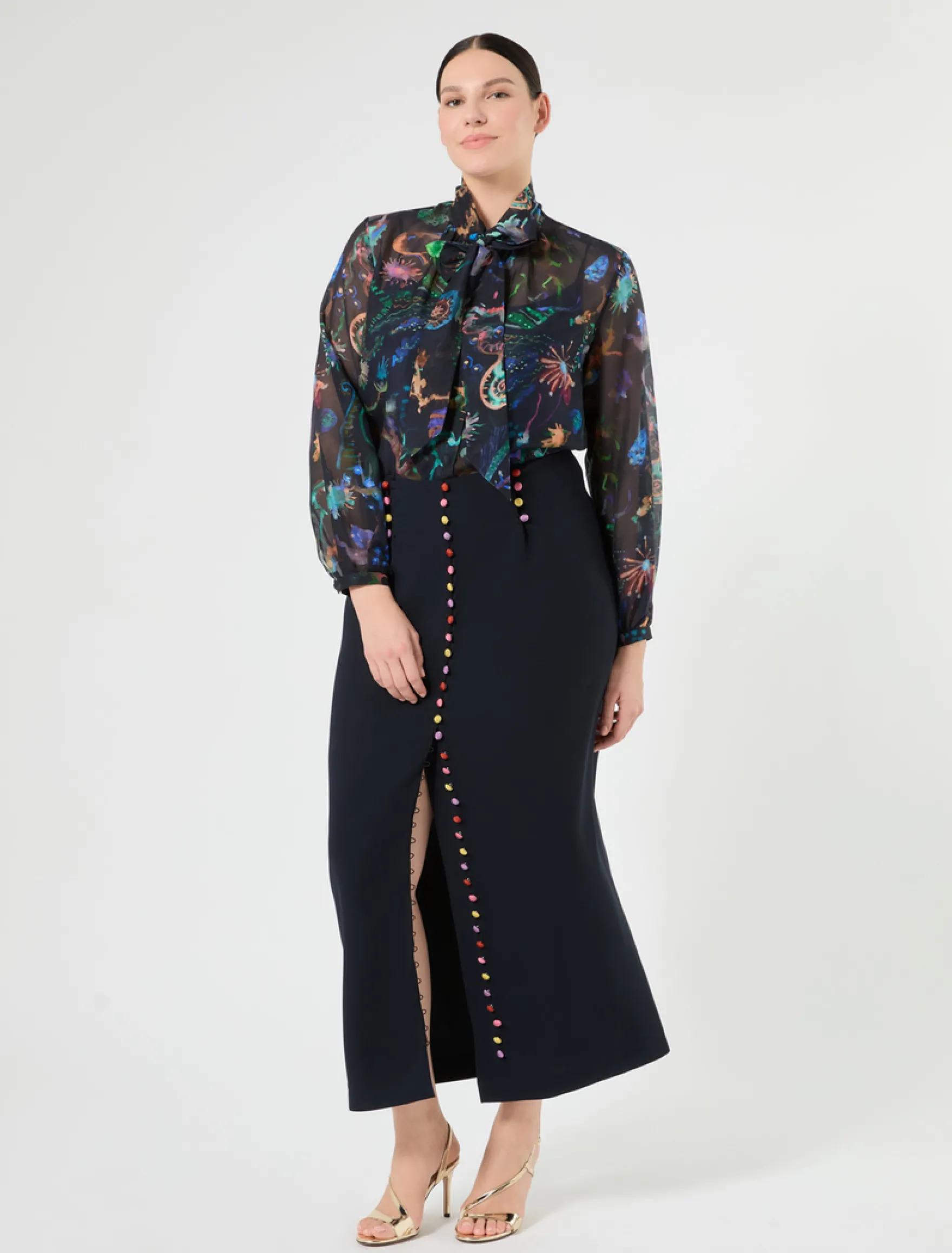 Camicia in seta e cotone - BLU NOTTE