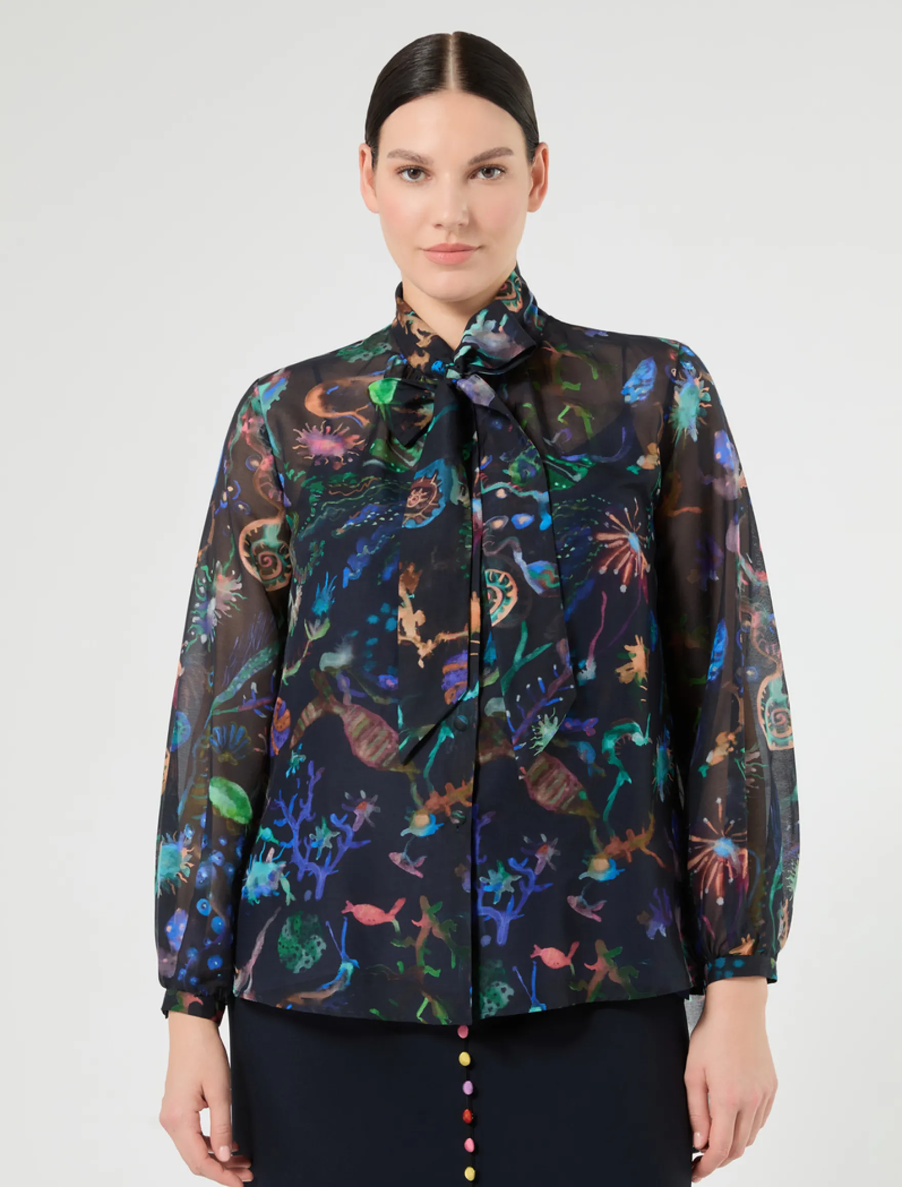 Camicia in seta e cotone - BLU NOTTE