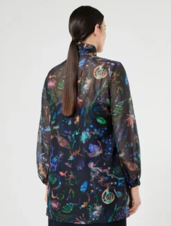 Camicia in seta e cotone - BLU NOTTE