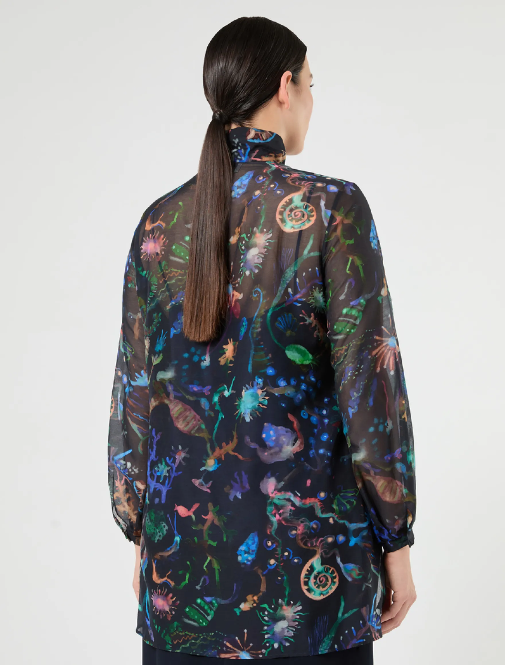 Camicia in seta e cotone - BLU NOTTE