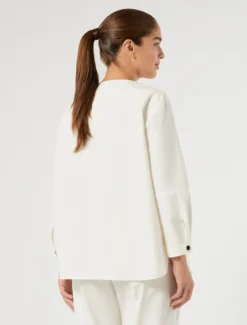 Camicia in tela di cotone - AVORIO
