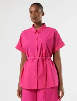 Camicia in tela di cotone - FUXIA