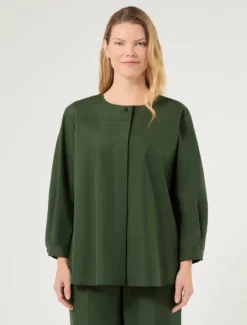 Camicia in tela di cotone - VERDE SCURO