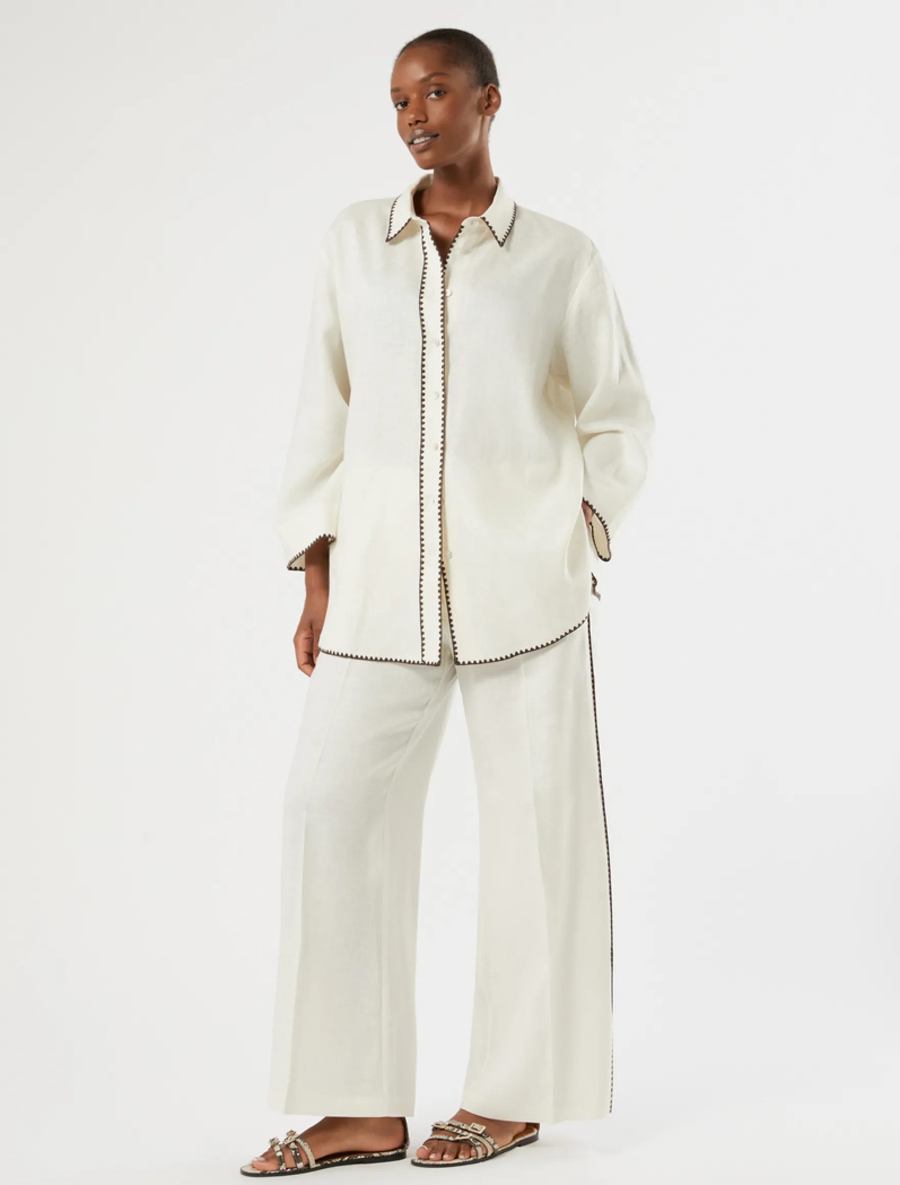 Camicia in tela di lino - AVORIO