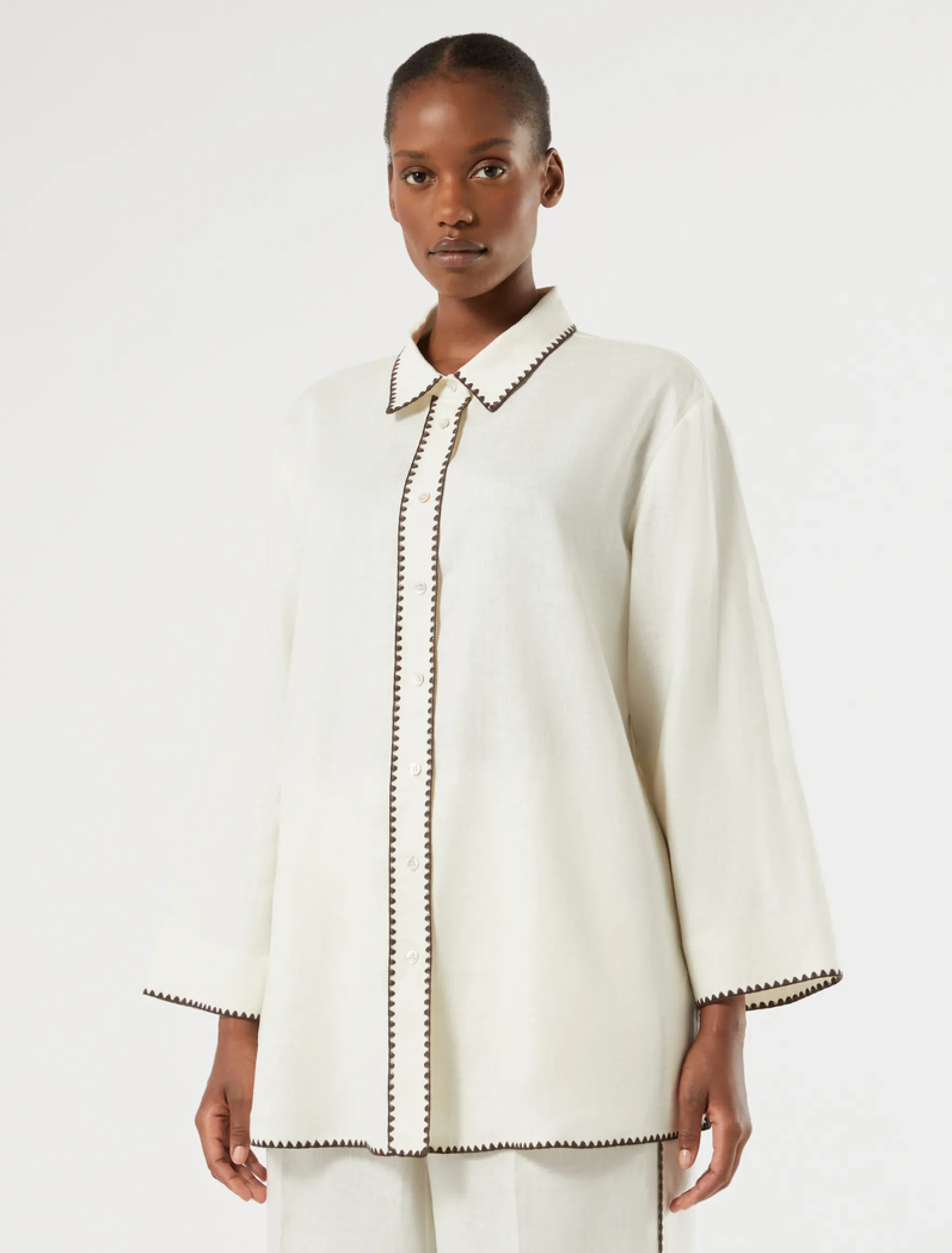 Camicia in tela di lino - AVORIO