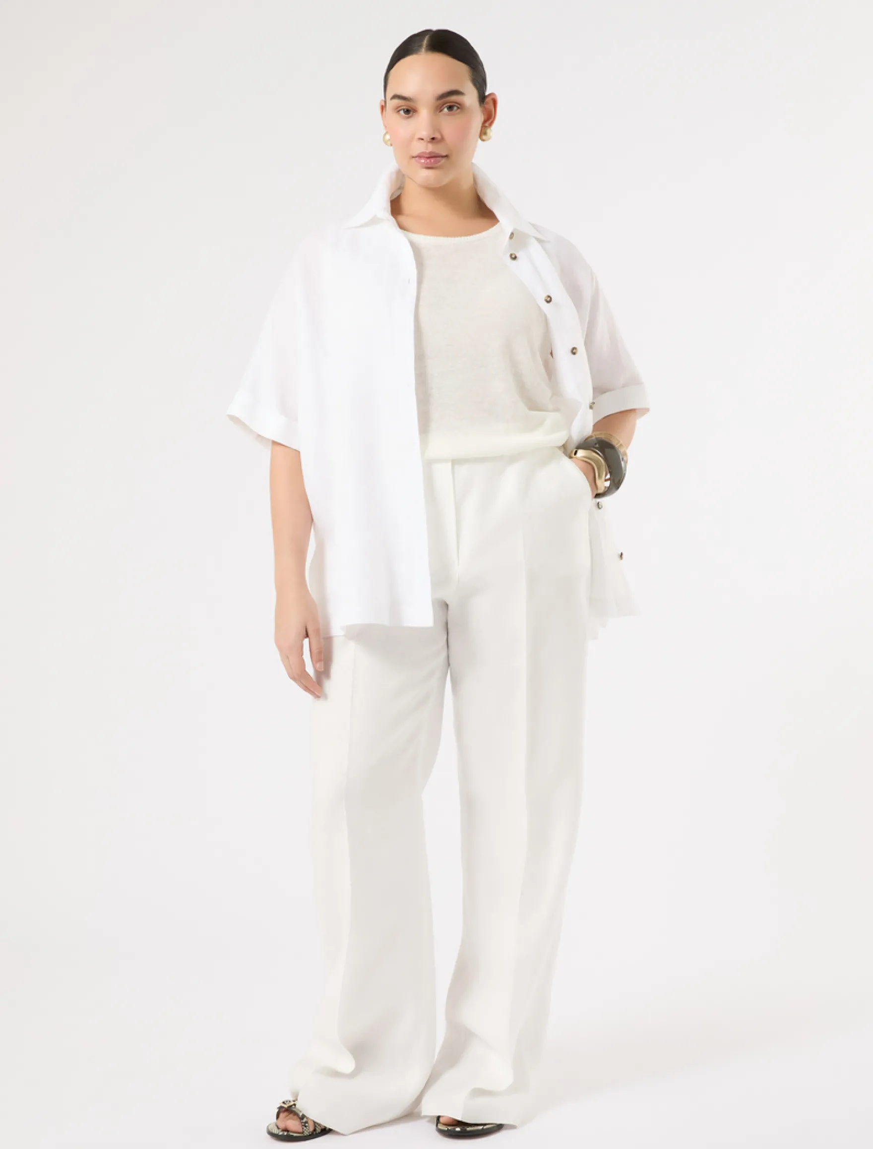 Camicia in tela di lino - BIANCO OTTICO