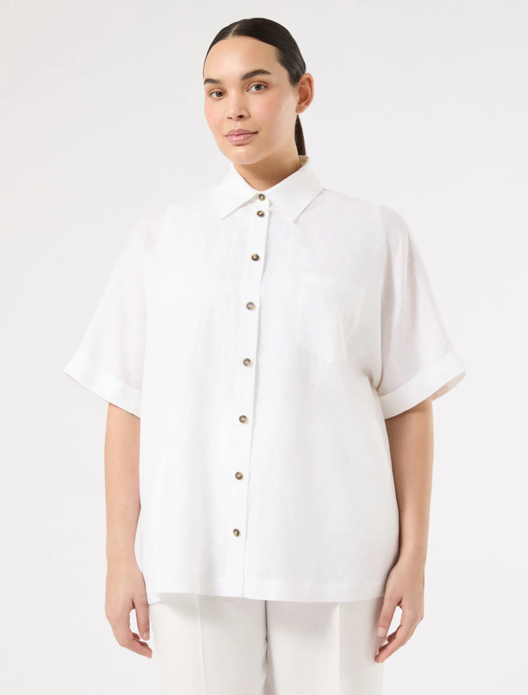 Camicia in tela di lino - BIANCO OTTICO