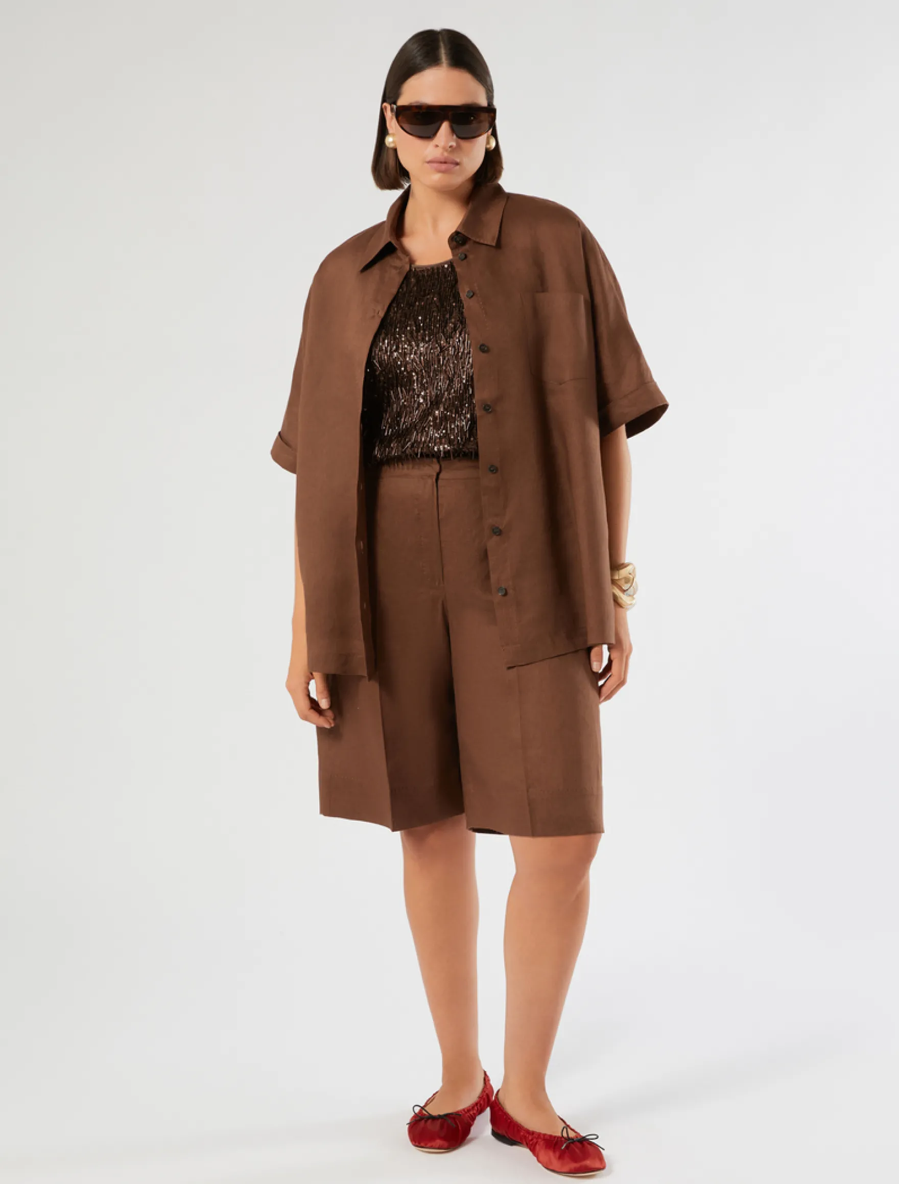 Camicia in tela di lino - CACAO