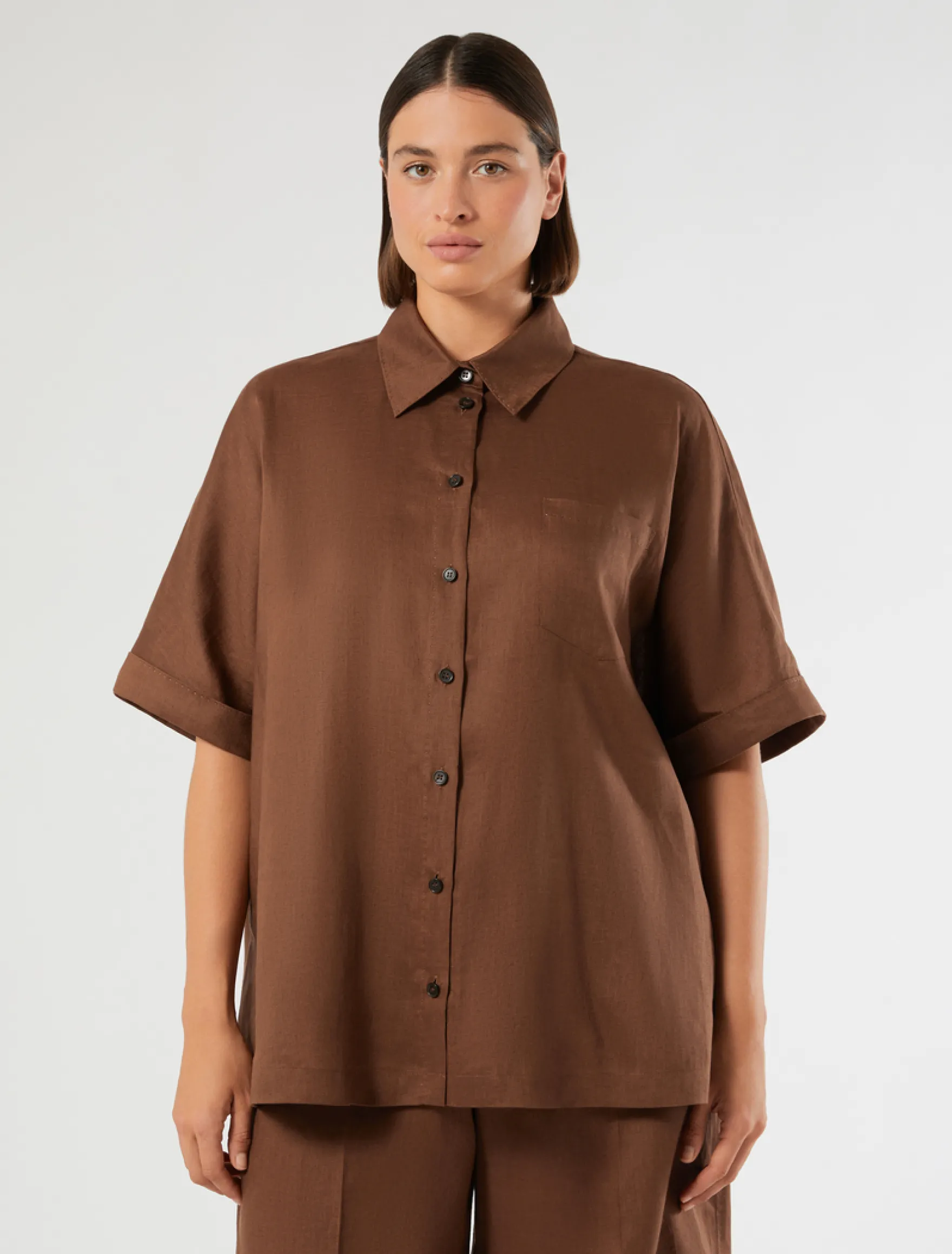 Camicia in tela di lino - CACAO