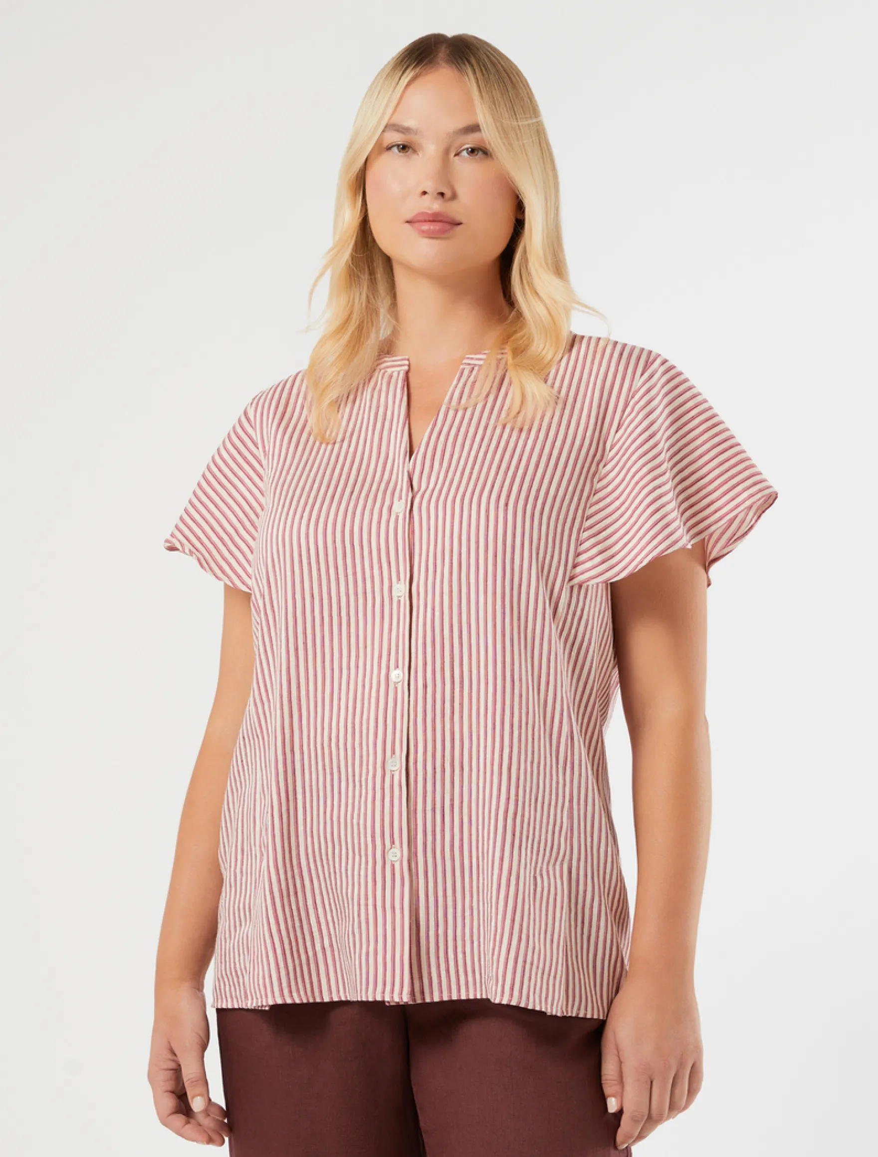 Camicia in tela di lino e seta - BEIGE ROSA
