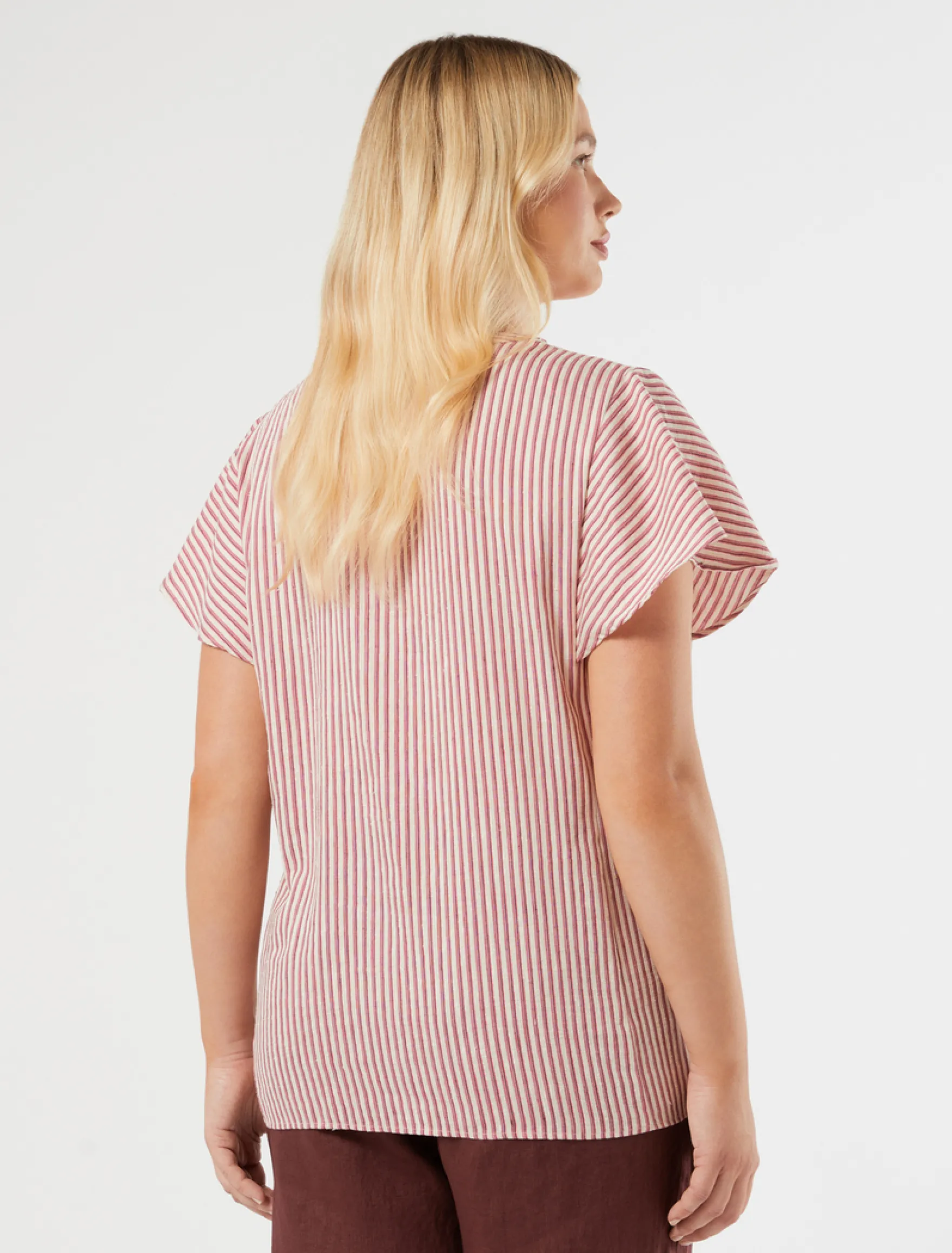 Camicia in tela di lino e seta - BEIGE ROSA