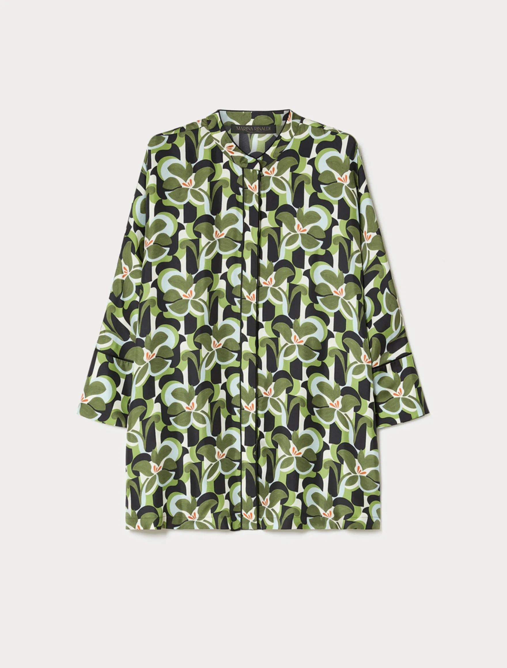 Camicia in twill di seta - VERDE OLIVA