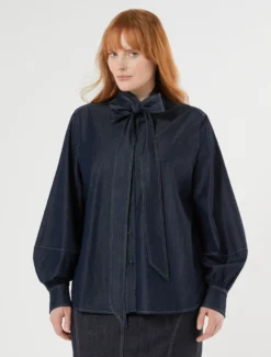 Camicia in twill tencel - BLU