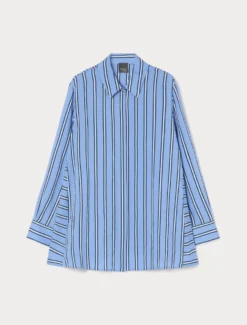 Camicia in viscosa tinto filo - AZZURRO