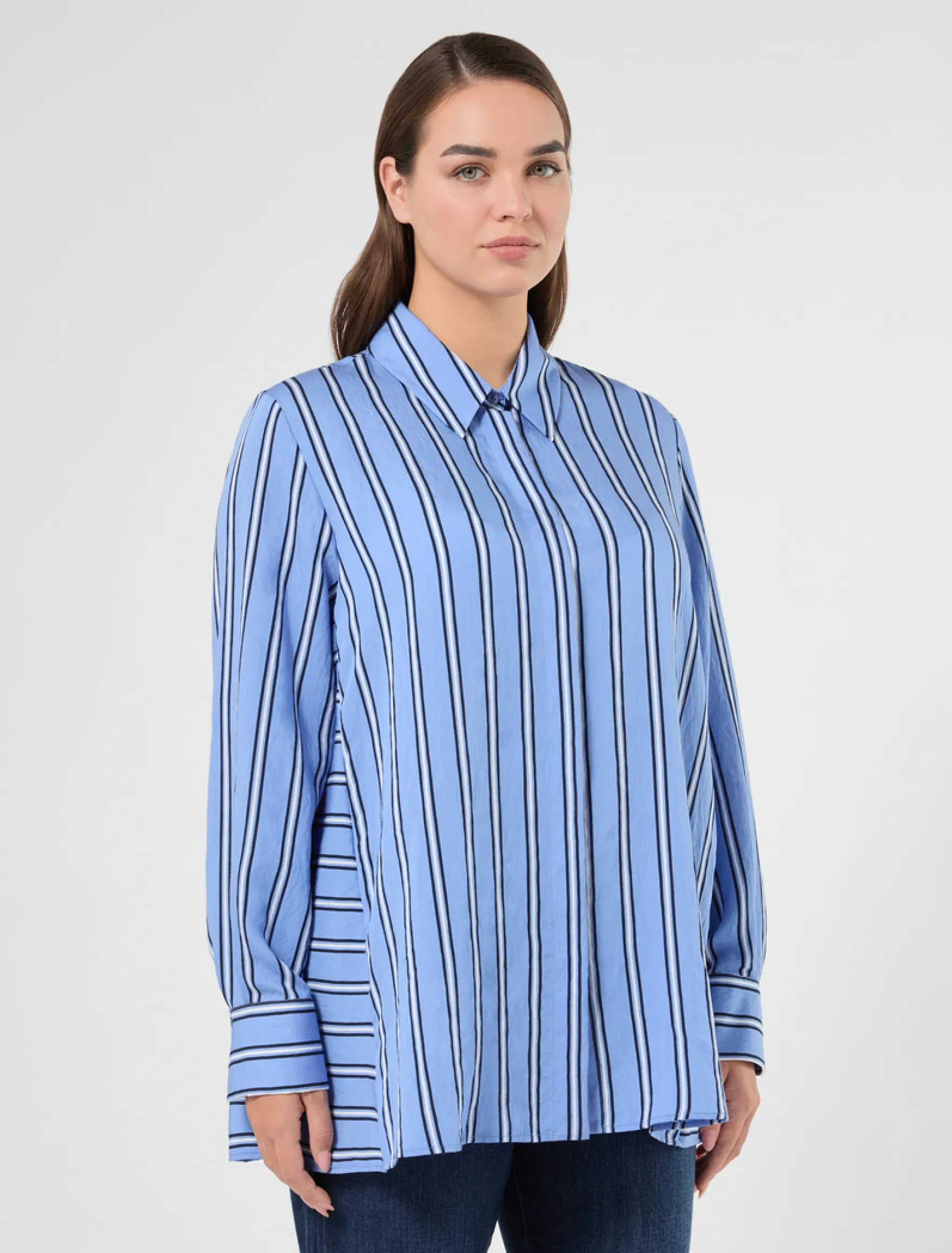 Camicia in viscosa tinto filo - AZZURRO