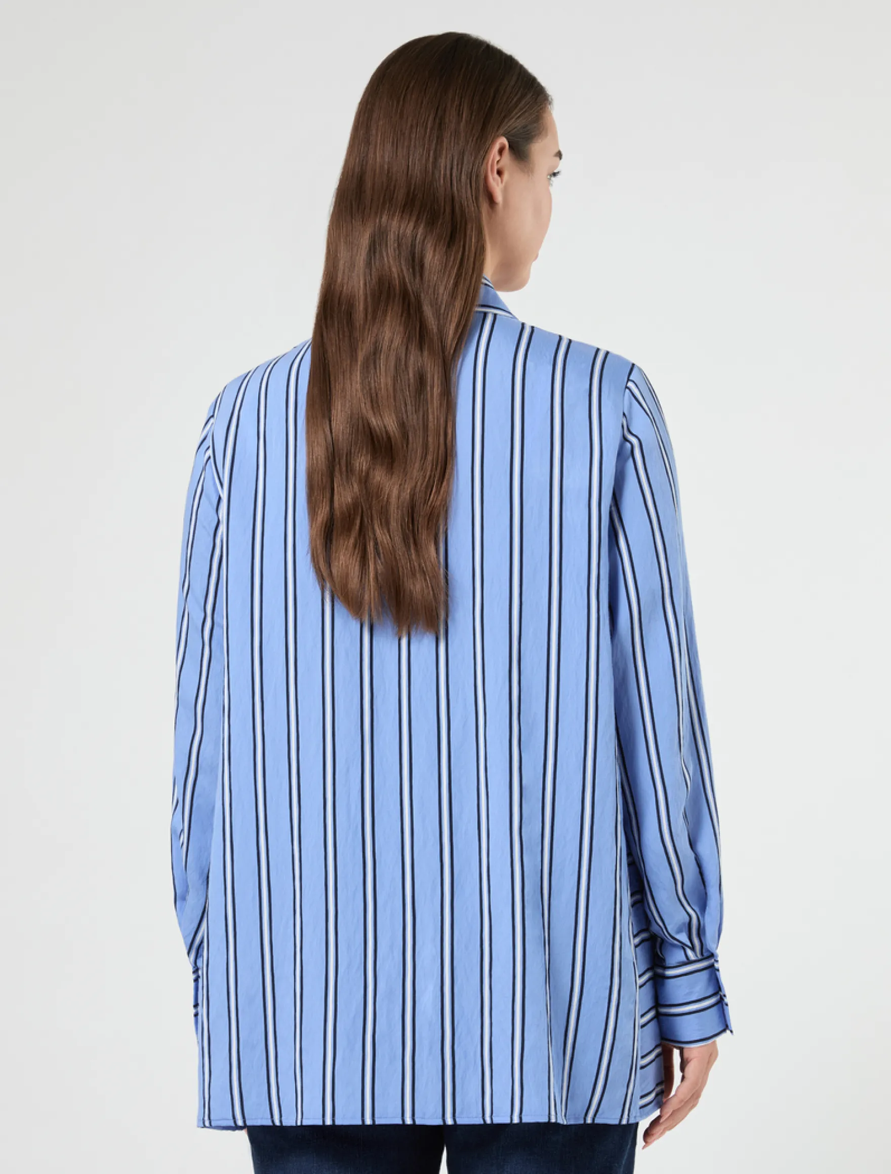 Camicia in viscosa tinto filo - AZZURRO