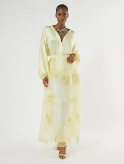 Camicia over in satin - GIALLO CHIARO