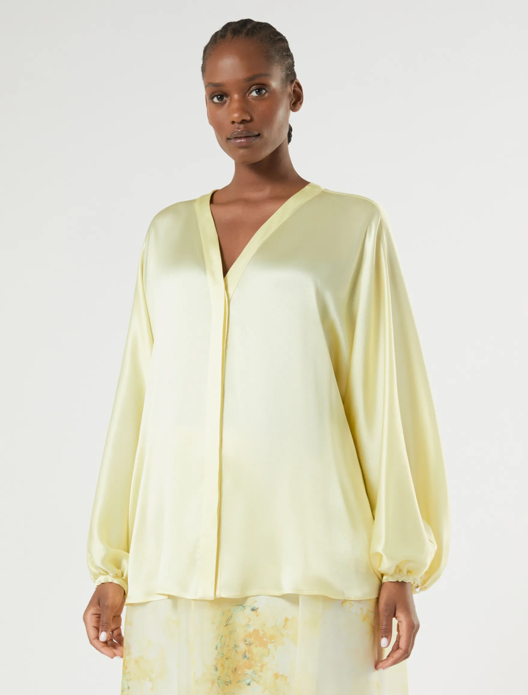Camicia over in satin - GIALLO CHIARO