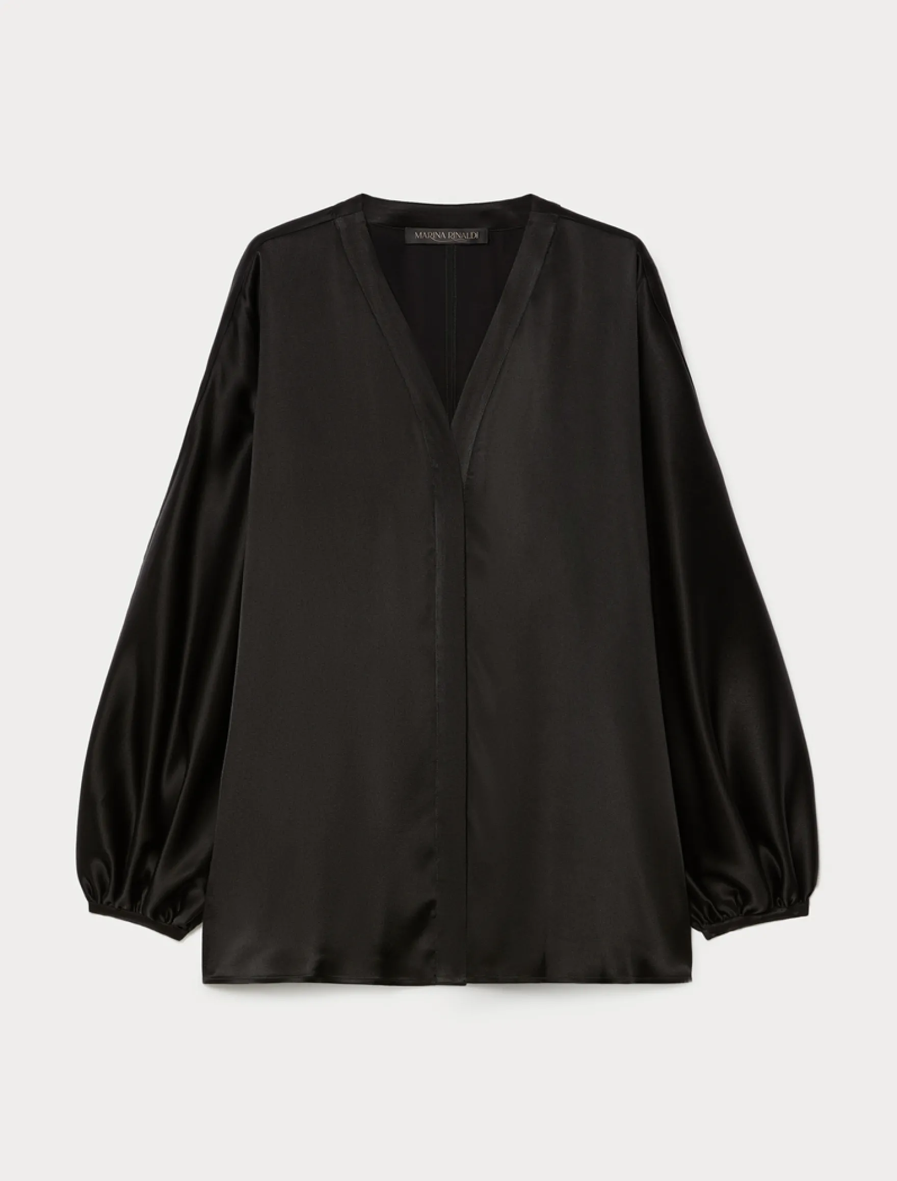 Camicia over in satin - NERO