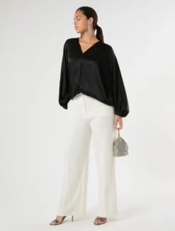Camicia over in satin - NERO