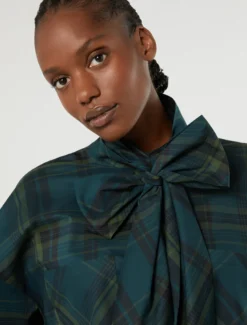 Camicia over in tela di cotone check - VERDE SCURO