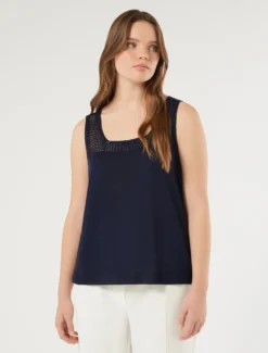 Canotta e cardigan in cordonetto - BLU NOTTE